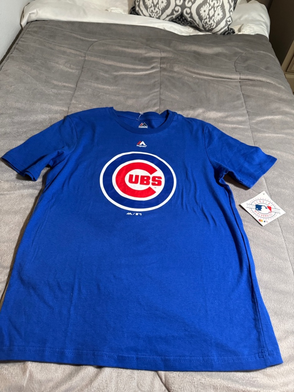 NWT Majestic kids boys Royal Blue Chicago Cubs Logo T‑Shirt